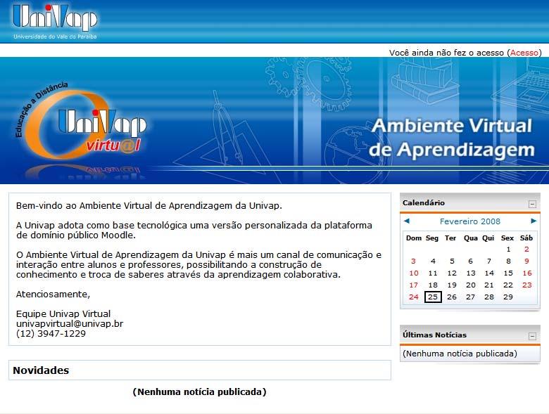 (univapvirtual@univap.br) ou do telefone ((12) 3947-1229), informando o código da disciplina, nome completo e turma.