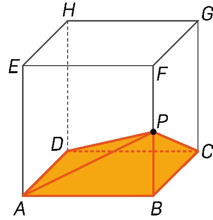 11. Na figura está representado o cubo [ABCDEFGH] e a pirâmide [ABCDP], cuja base [ABCD] coincide com uma das faces do cubo. Sabe-se que P é o ponto médio da aresta [BF] do cubo. 11.