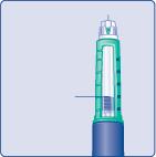 Quantidade aproximada de insulina que resta Para verificar com precisão a quantidade de insulina que ainda resta, utilize o marcador de doses: Rode o seletor de dose até o marcador de doses parar.