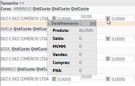 Detalhamento através do ícone na página de detalhamento da sugestão em visão de grade Nota É possível configurar o número de casas decimais exibidas nas colunas de quantidade, saldo e sugestão de