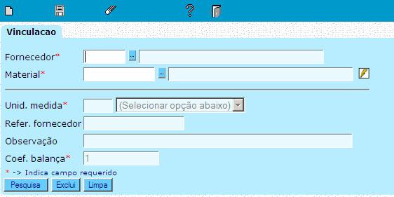 Acessar: Cadastro básico / regras de negócios Requisição de entrega - WMS Vinculação materiais x fornecedores Selecionar a ultima opção, pressionar F2 e digitar os campos obrigatórios conforme tela