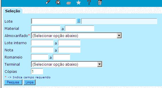 e preencher os dados obrigatórios: Imprimir as etiquetas de controle Irapuru para cada nota fiscal.