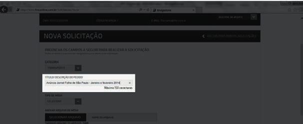 ETAPA 4b Em TÍTULO/DESCRIÇÃO DO PEDIDO, em no máximo 150 caracteres, intitule