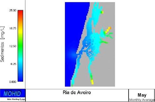 Sedimentos Figura 33- Distribuição espacial média de Sedimentos no mês de Maio (COM e SEM macroalgas).