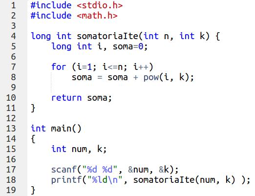 Um exemplo de somatória $ gcc somatoria.