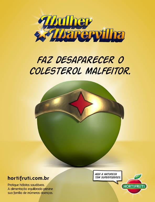 Figura 54- Mulher Marervilha Fonte: http://www.hortifruti.com.br Quando os elementos do discurso aparecem na parte superior, eles representam a idealização de algo ou a promessa de algum produto.