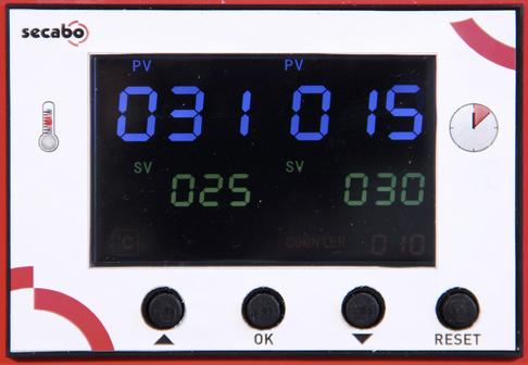 Controlador El controlador central permite manipular a temperatura desejada ( C ou F) e a pressãodo tempo em segundos.