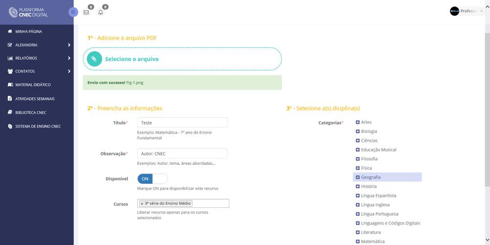 7 Nela, você poderá inserir arquivos clicando em Adicionar item.