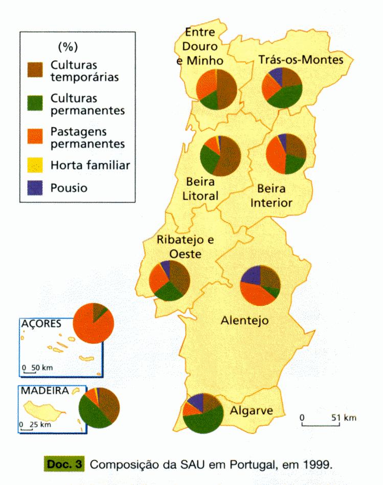 Em Portugal de acordo com o último recenseamento da agricultura existe um reforço das pastagens permanentes em desfavor das terras aráveis