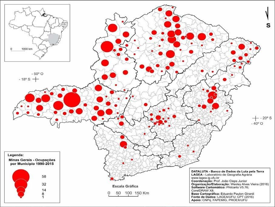 MAPA 01: MINAS GERAIS OCUPAÇÕES POR MUNICÍPIO,