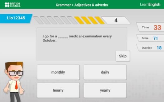 Imagem 8: Interface do jogo Johnny Grammar Fonte: <https://play.google.com/store/apps/details?id=com.ubl.spellmaster> e.