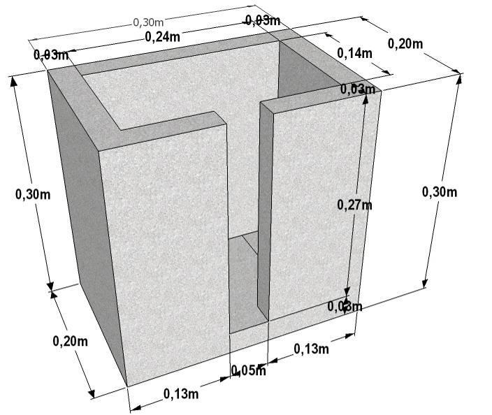 Croqui esquemático das dimensões do bloco tipo caixa (C) Figura 3. Croqui esquemático das dimensões do bloco tipo caixa grande (CG) Figura 4.