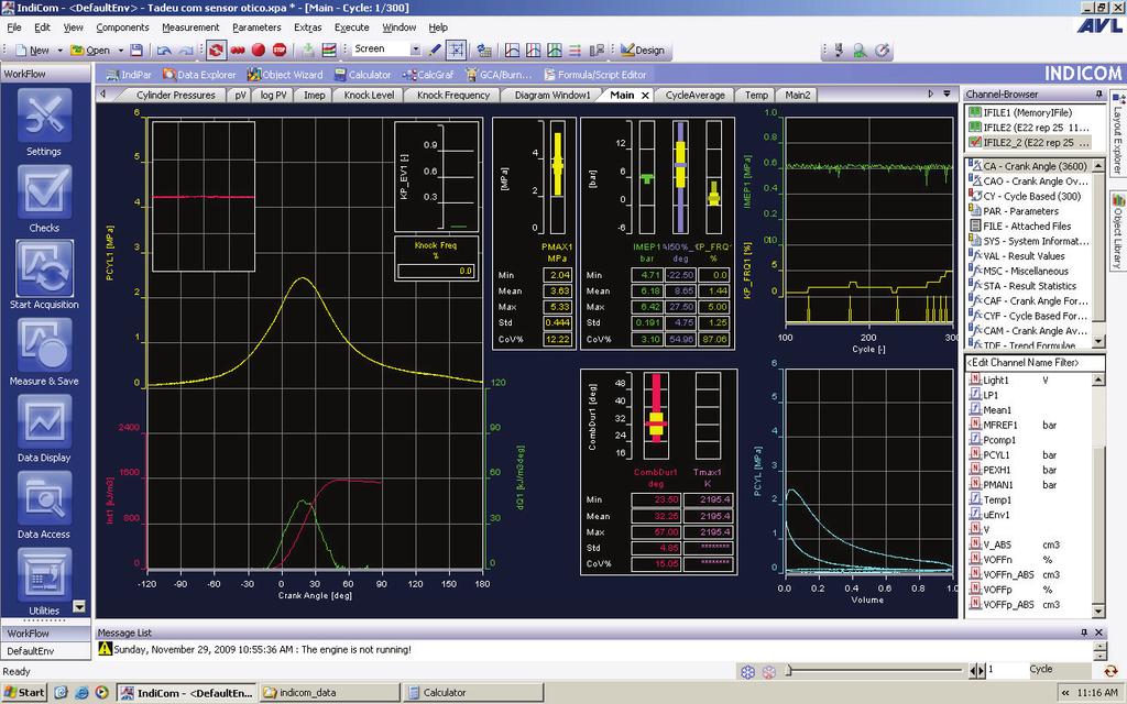 49 Figura 4.6 - Esquema de análise de combustão usando o software GCA. Figura 4.7 Tela do Indimodul com medição de pressão e verificação da detonação.