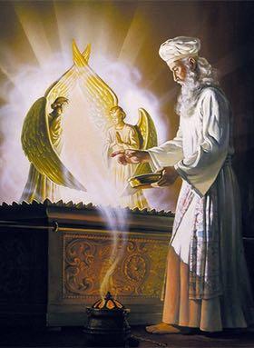 O anjo apareceu ao Sacerdote Zacarias, no Santuário, e lhe disse que sua esposa teria um filho João João