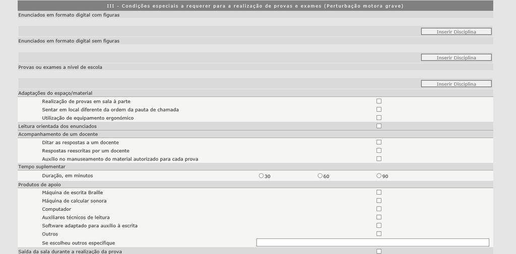 o aluno está ao abrigo do DL3/2008 e a problemática. Ao submeter, a aplicação passa para o módulo III.