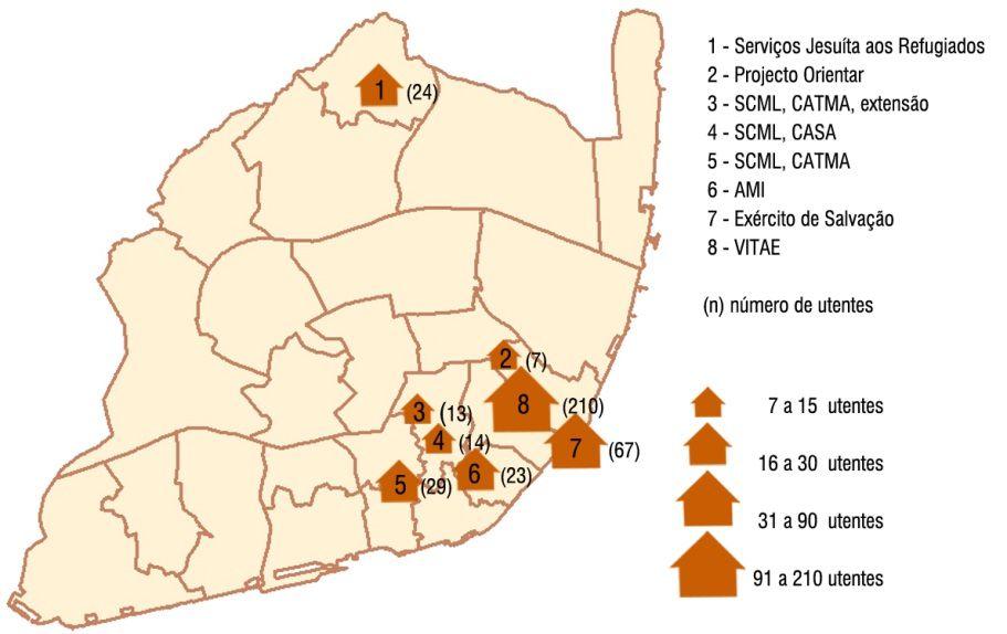 de Salvação 67 Santa Casa da Misericórdia de Lisboa 56 Centro Pedro Arrupe Serviço Jesuíta aos 24 Albergue