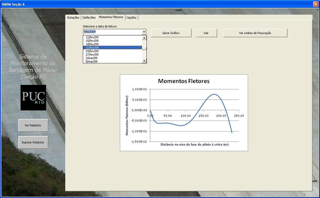 123 Figura 5.49 - Vista da tela da interface gráfica para o cálculo das deflexões na face de concreto na Seção A.