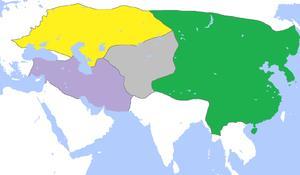 O Império Mongol em 1300 d.