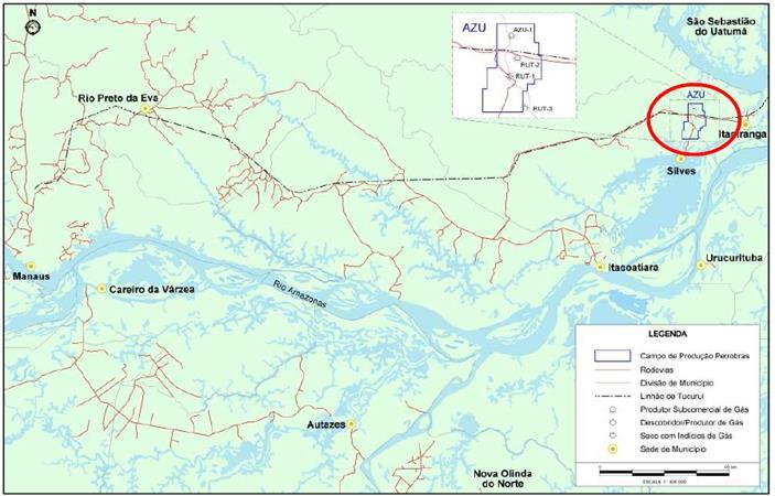 Campo Terrestre de Azulão Replicando o modelo R2W na bacia do Amazonas O Campo de Azulão é um campo terrestre de gás natural, localizado na Bacia Amazônica, aprox.