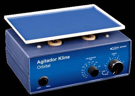 Equipamentos Analítica Agitador Tipo Kline Utilizado para testes de aglutinação em látex. Frequência de velocidade ajustável: 0 230 RPM. Raio de agitação orbital: 22 mm.
