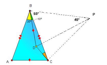 ) Vamos costruir o triâgulo equilátero BCP, como a figura Como BD = AC, coclui-se, portato que os