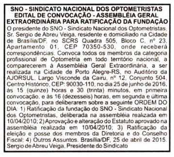 CLIPPPING 1-SNO -Sindicato Nacional dos Optometristas