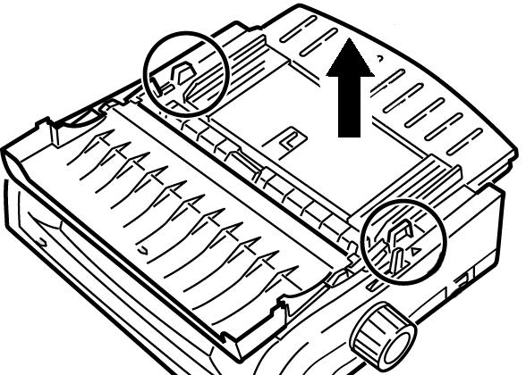 Trava Cobertura do tracionador superior Pinos 2 Abra a tampa de acesso (1).