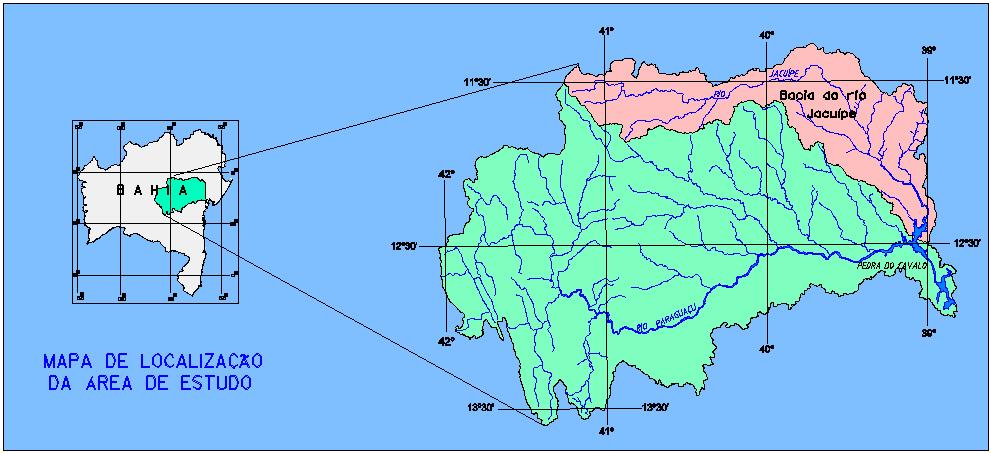 Área de Estudo O rio Jacuípe possui comprimento total de 437 km, nasce na