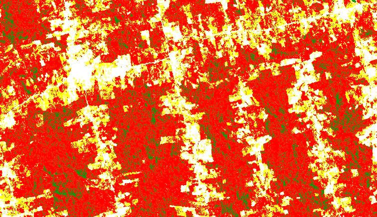 54 PONZONI, F.J. e REZENDE, A.C.P. Composição colorida (TM3B, TM4R, TM5G) Imagem DAP -5 cm amarelo; 5-15 cm vermelho; 15-5 cm verde Imagem G -1 m/ha amarelo; 1- m/ha vermelho; -3 m/ha azul; 3-4 m/ha