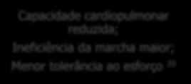 13,18,19 Capacidade cardiopulmonar reduzida; Ineficiência da marcha maior; Menor tolerância ao esforço 20 13-(Dourado, 2010); 14-(Society, 2002);