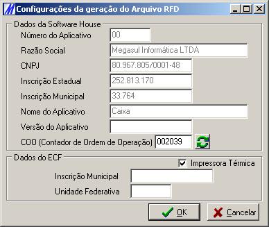 O botão <Portaria CAT -52/SP> irá apresentar um formulário contendo os dados da Software House que serão carregados automaticamente com as informações da Megasul, com exceção do campo [Versão do