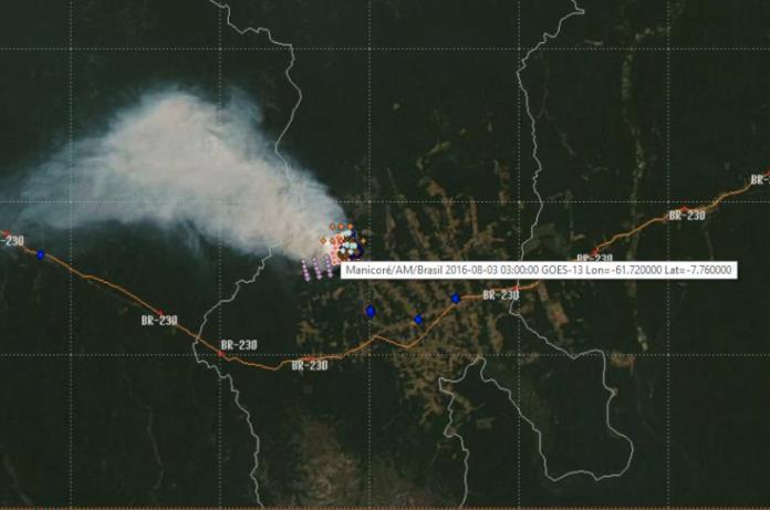 A quantidade de queimadas no estado do Amazonas foi significativa, principalmente na sua parte sul.