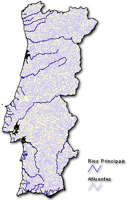 No que concerne às bacias hidrográficas 2, percorrendo o território continental, as principais bacias hidrográficas, são designadamente: Rio Minho, Rio Lima, Rio Cávado, Rio Ave, Rio Douro, Rio