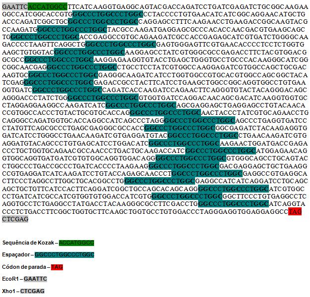 A) Disposição dos peptídeos nos genes HIVenv7 (azul) e HIVBr27