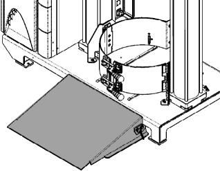 Instalação 3 17 Rampa do bidão P/N para Nota 7140344 VD A rampa do bidão facilita a substituição de bidões Fixe a rampa do bidão à instalação de fusão para bidões com as duas alavancas de fixação (1).