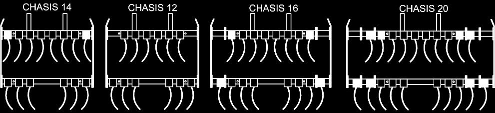 É a mesma dimensão de módulo que o de 10 discos, com dois mais na parte posterior. 12-2 = 10 12+2 = 14 12+6 = 18 Largura total 1,35 m 14 discos: Largura chassis 1,73 m.