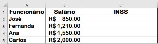 14. FUNÇÃO SE ANINHADA Exemplo usando a Função SE de forma Aninhada Neste exemplo, precisamos criar uma função SE para determinar o desconto do INSS do funcionário.