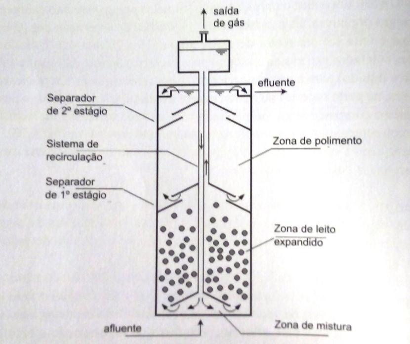 38 Figura 15 - Representação esquemática de um reator com recirculação interna. Fonte: CHERNICHARO, 20