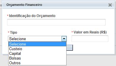 trata-se do mesmo CEP analisando a pesquisa) Ao clicar em <Adicionar Cronograma> surgirá a tela: *Orçamento Financeiro: Toda