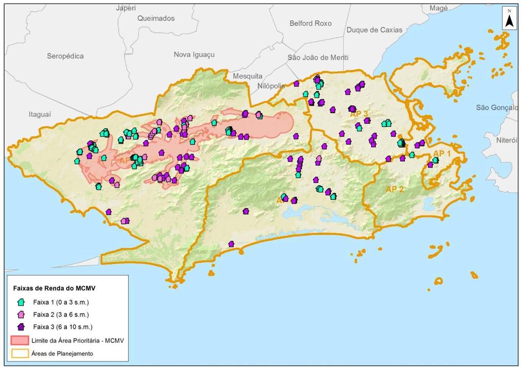 101 Figura 16 - Mapa com área prioritária para os empreendimentos do programa Minha Casa, Minha Vida Fonte dos dados: Armazém de Dados do Instituto Pereira Passos IPP.