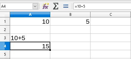 TRABALHANDO COM FÓRMULAS Temos duas formas de realizar cálculos no Calc, através de fórmulas e através de funções. Fórmulas são instruções enviadas ao Calc, pelo usuário, para calcular os dados.