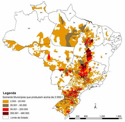 Figura 40 Mapa da produção agrícola Milho primeira safra Fonte: Conab/IBGE.