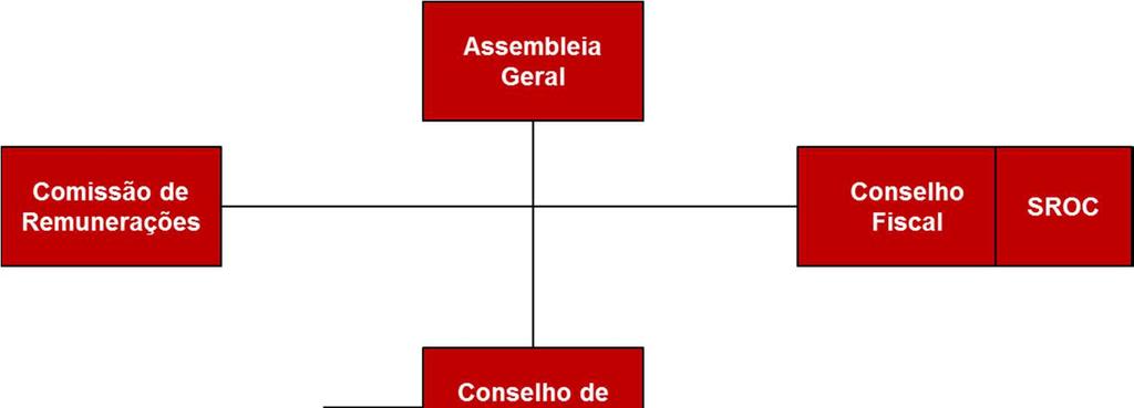 Figura 1 - Estrutura de governo societário As principais competências dos órgãos que compõem a estrutura de governo societário são as seguintes: a) Assembleia Geral As deliberações da Assembleia