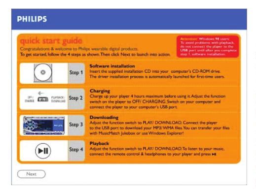 1 Insira o CD de instalação fornecido na unidade de CD-ROM do seu computador. 2 A tela inicial guia de início rápido é exibida. Siga as instruções da tela.