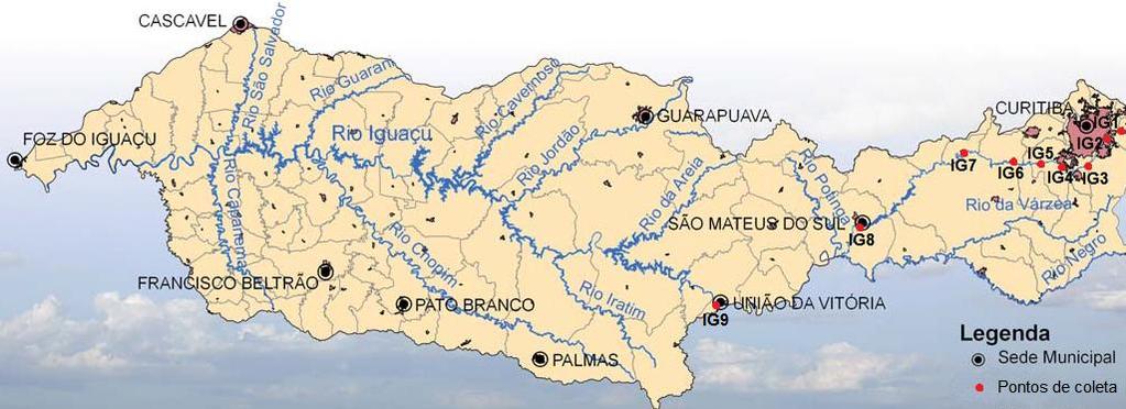 infra-estrutura de esgotos e drenagens, sendo esses os principais motivos da contaminação do rio Iguaçu (SEMA, 2010).