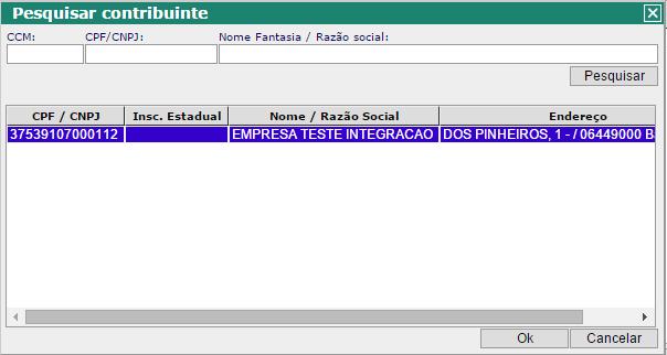 Clicar em <Ok> para confirmar a seleção do contribuinte O sistema irá retornar todas as notas que ainda não foram geradas o devido