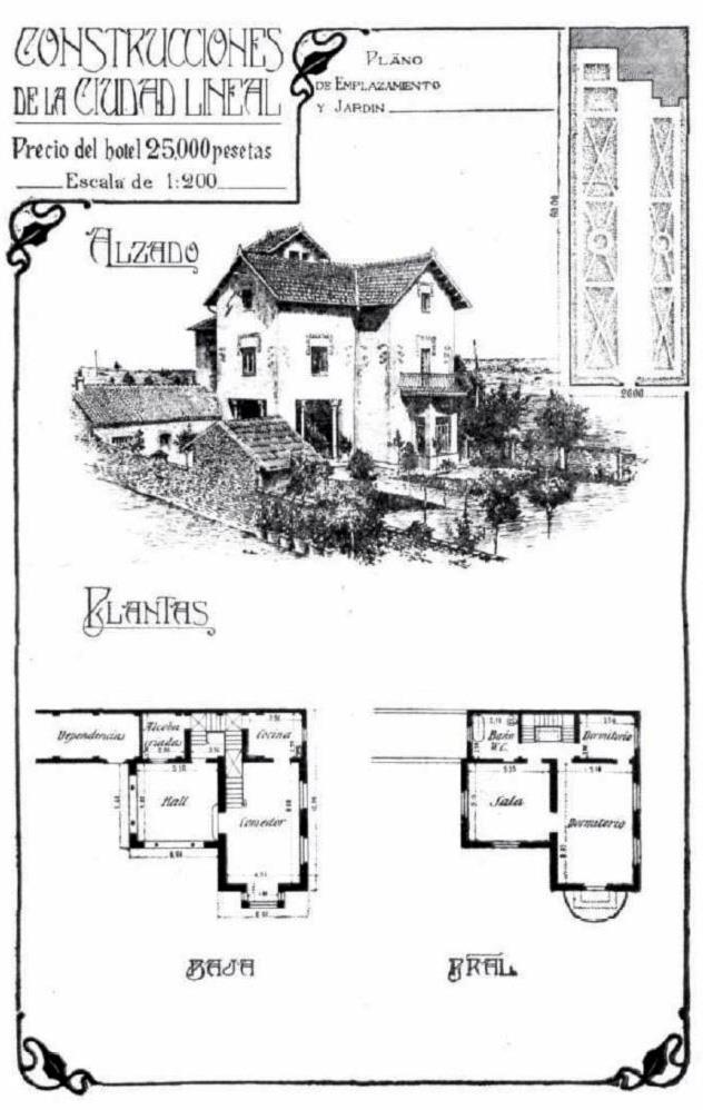 Arturo Soria y Mata (1844 1920) Projeto: Os edifícios só poderia ocupar um quinto da terra; Lote mínimo de 400m 2 (80m 2 e 320m habitação 2 para jardim).