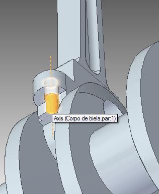 22. Escolha a relação Axial Align e clique sobre a face cilíndrica do