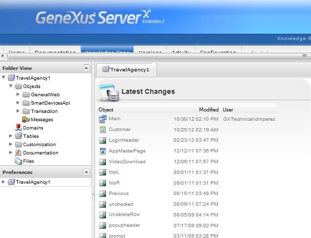 console web fornecido pelo GXserver; Ter automaticamente o histórico do processo de desenvolvimento.