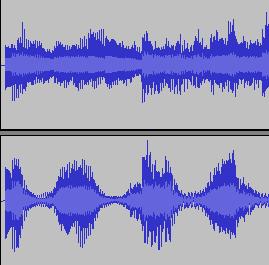25 Figura 7: Áudio original e áudio modificado pelo efeito Wah-Wah - freqüência da forma de onda de variação; - fase inicial da forma de onda de variação; - profundidade; - ressonância; - freqüência